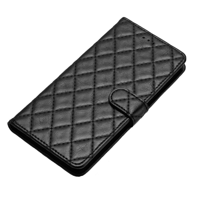 For iPhone 16 Pro Rhombus Lattice Texture Leather Phone Case(Black) by buy2fix