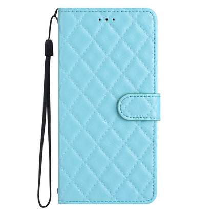 For iPhone 16 Pro Rhombus Lattice Texture Leather Phone Case(Light Blue) by buy2fix