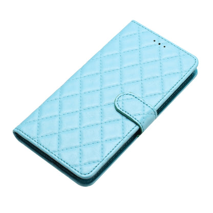 For iPhone 16 Pro Rhombus Lattice Texture Leather Phone Case(Light Blue) by buy2fix