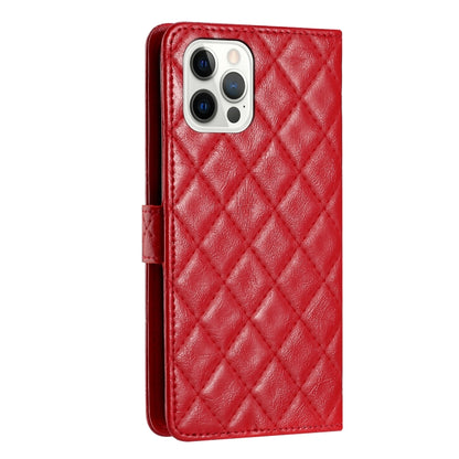 For iPhone 16 Pro Rhombus Lattice Texture Leather Phone Case(Red) by buy2fix