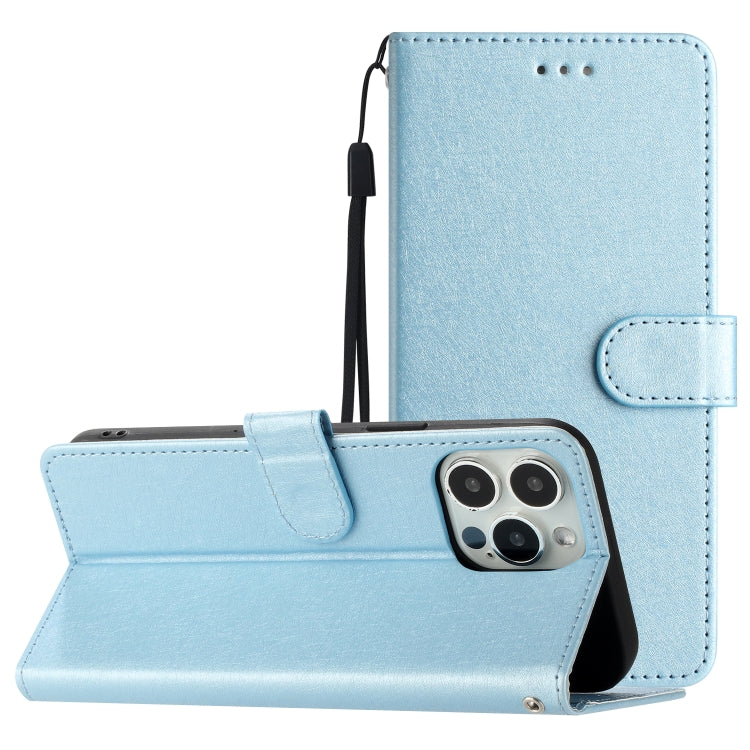 For iPhone 16 Pro Max Silk Texture Horizontal Flip Leather Phone Case(Light Blue) by buy2fix