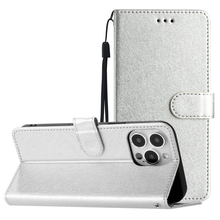 For iPhone 16 Pro Max Silk Texture Horizontal Flip Leather Phone Case(Silver) by buy2fix