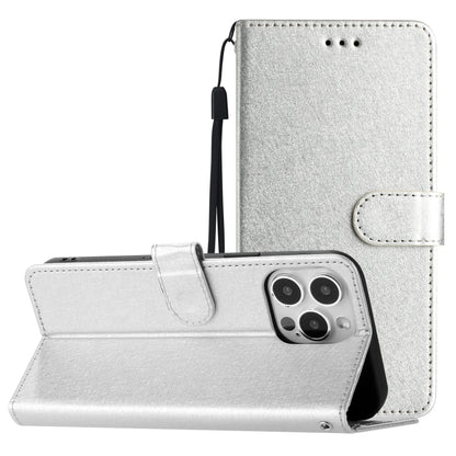 For iPhone 16 Pro Max Silk Texture Horizontal Flip Leather Phone Case(Silver) by buy2fix