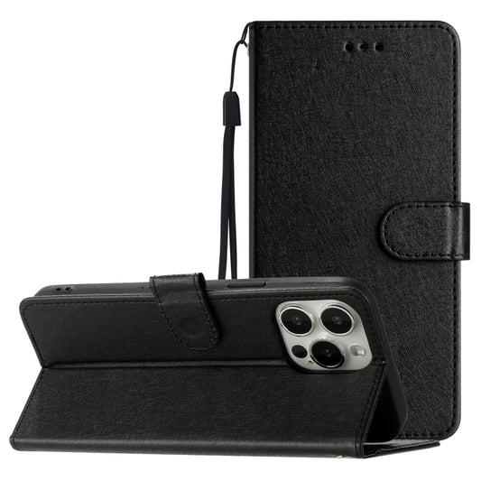 For iPhone 16 Pro Silk Texture Horizontal Flip Leather Phone Case(Black) by buy2fix