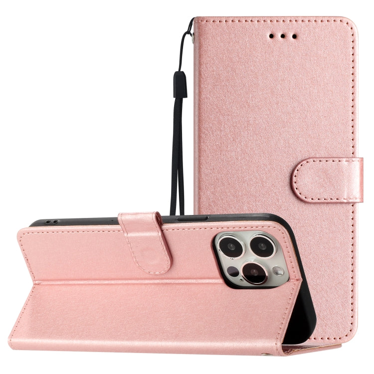 For iPhone 16 Pro Silk Texture Horizontal Flip Leather Phone Case(Rose Gold) by buy2fix