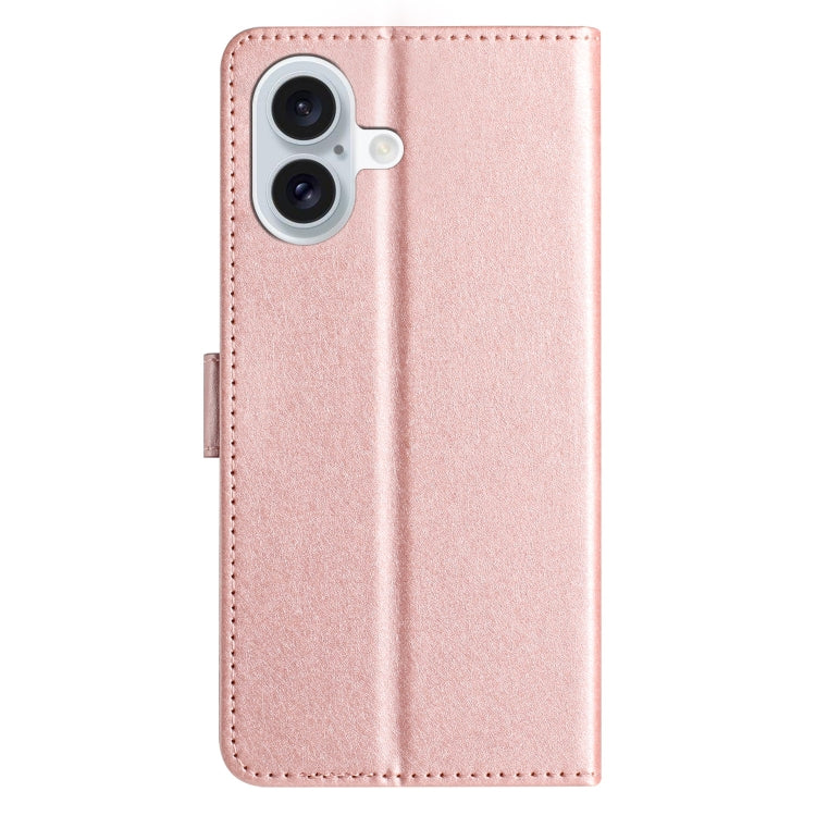 For iPhone 16 Silk Texture Horizontal Flip Leather Phone Case(Rose Gold) - iPhone 16 Cases by buy2fix | Online Shopping UK | buy2fix