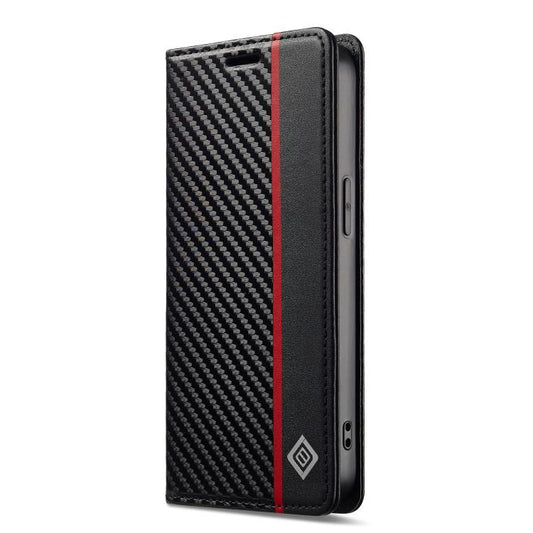 For iPhone 16e LC.IMEEKE Carbon Fiber Leather Phone Case(Vertical Black) - iPhone 16e Cases by LC.IMEEKE | Online Shopping UK | buy2fix
