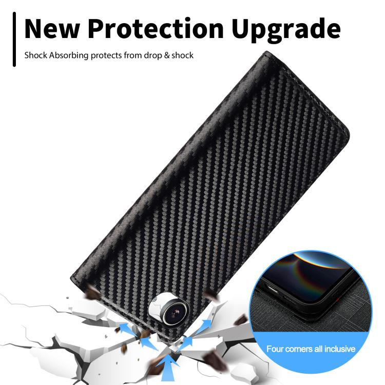 For iPhone 16e LC.IMEEKE Carbon Fiber Leather Phone Case(Vertical Black) - iPhone 16e Cases by LC.IMEEKE | Online Shopping UK | buy2fix