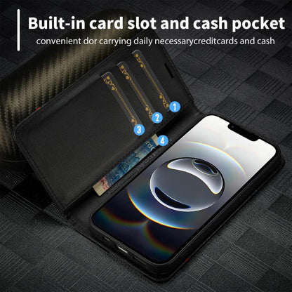 For iPhone 16e LC.IMEEKE Carbon Fiber Leather Phone Case(Horizontal Black) - iPhone 16e Cases by LC.IMEEKE | Online Shopping UK | buy2fix