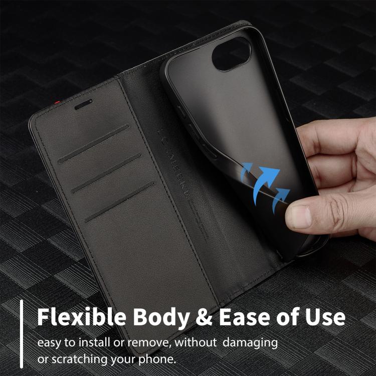 For iPhone 16e LC.IMEEKE Carbon Fiber Leather Phone Case(Horizontal Black) - iPhone 16e Cases by LC.IMEEKE | Online Shopping UK | buy2fix