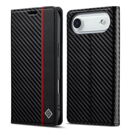 For iPhone Air LC.IMEEKE Carbon Fiber Leather Phone Case(Vertical Black)