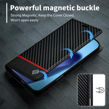 For iPhone 17 Air LC.IMEEKE Carbon Fiber Leather Phone Case(Horizontal Black) - iPhone 17 Air Cases by LC.IMEEKE | Online Shopping UK | buy2fix