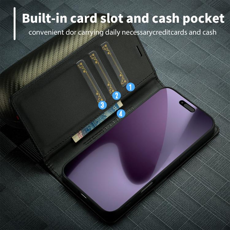 For iPhone 17 Pro LC.IMEEKE Carbon Fiber Leather Phone Case(Vertical Black) - iPhone 17 Pro Cases by LC.IMEEKE | Online Shopping UK | buy2fix