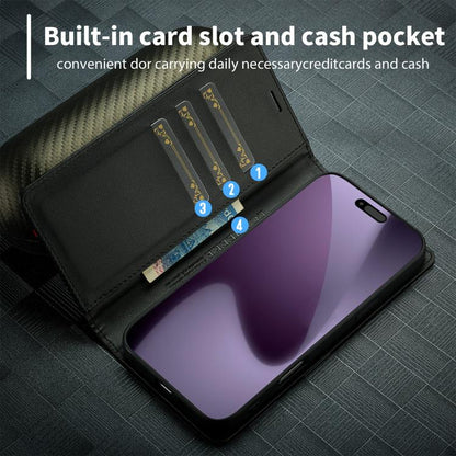For iPhone 17 Pro LC.IMEEKE Carbon Fiber Leather Phone Case(Vertical Black) - iPhone 17 Pro Cases by LC.IMEEKE | Online Shopping UK | buy2fix