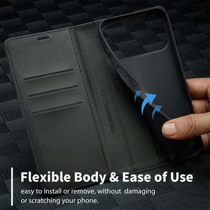 For iPhone 17 Pro LC.IMEEKE Carbon Fiber Leather Phone Case(Vertical Black) - iPhone 17 Pro Cases by LC.IMEEKE | Online Shopping UK | buy2fix