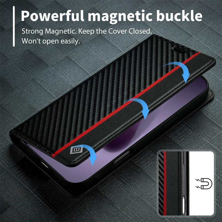 For iPhone 17 Pro Max LC.IMEEKE Carbon Fiber Leather Phone Case(Vertical Black) - iPhone 17 Pro Max Cases by LC.IMEEKE | Online Shopping UK | buy2fix