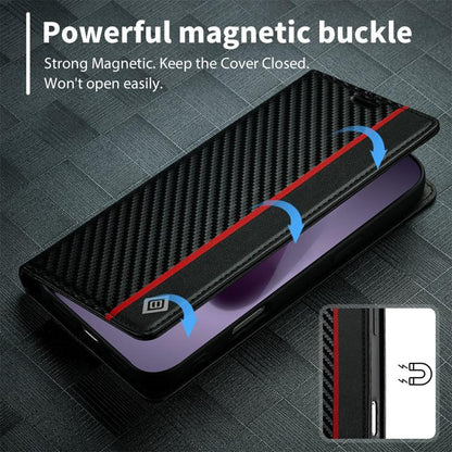 For iPhone 17 Pro Max LC.IMEEKE Carbon Fiber Leather Phone Case(Vertical Black) - iPhone 17 Pro Max Cases by LC.IMEEKE | Online Shopping UK | buy2fix