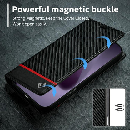 For iPhone 17 Pro Max LC.IMEEKE Carbon Fiber Leather Phone Case(Horizontal Black) - iPhone 17 Pro Max Cases by LC.IMEEKE | Online Shopping UK | buy2fix