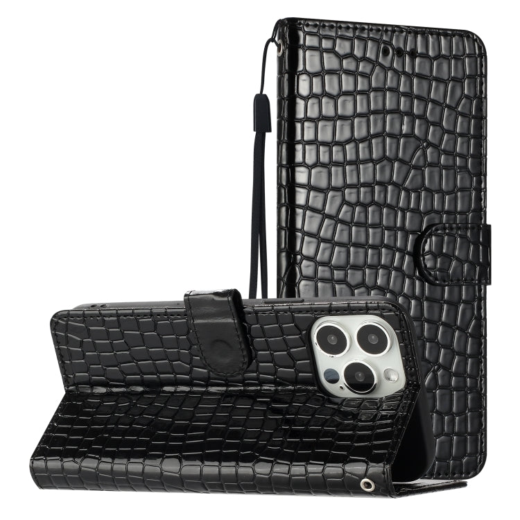 For iPhone 16 Pro Max Crocodile Texture Horizontal Flip Leather Phone Case(Black) by buy2fix