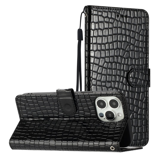For iPhone 16 Pro Max Crocodile Texture Horizontal Flip Leather Phone Case(Black) by buy2fix