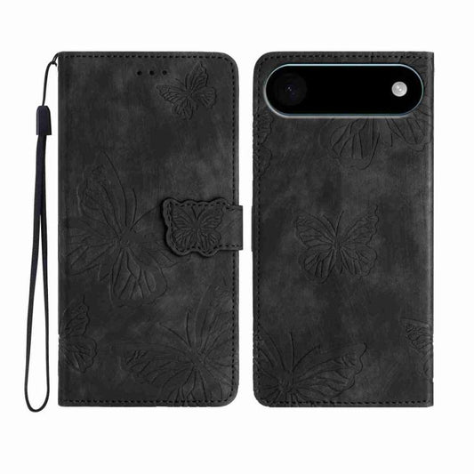 For iPhone Air Skin-feel Embossed Butterfly Leather Phone Case(Black) - iPhone Air Cases by buy2fix | Online Shopping UK | buy2fix