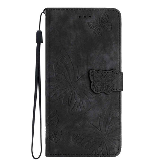 For iPhone Air Skin-feel Embossed Butterfly Leather Phone Case(Black) - iPhone Air Cases by buy2fix | Online Shopping UK | buy2fix