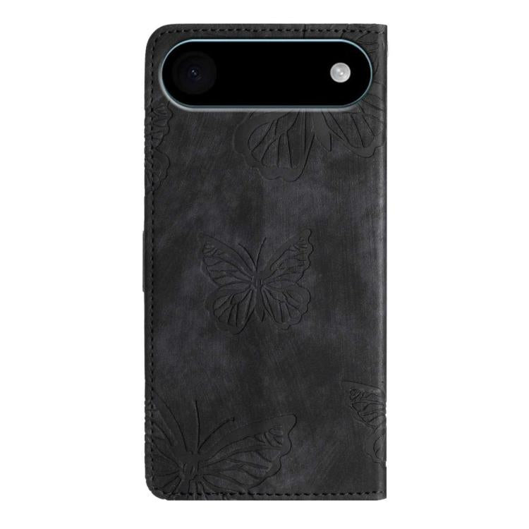 For iPhone Air Skin-feel Embossed Butterfly Leather Phone Case(Black) - iPhone Air Cases by buy2fix | Online Shopping UK | buy2fix