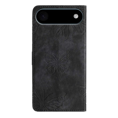 For iPhone Air Skin-feel Embossed Butterfly Leather Phone Case(Black) - iPhone Air Cases by buy2fix | Online Shopping UK | buy2fix