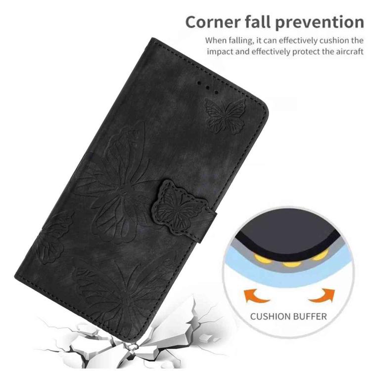 For iPhone Air Skin-feel Embossed Butterfly Leather Phone Case(Black) - iPhone Air Cases by buy2fix | Online Shopping UK | buy2fix