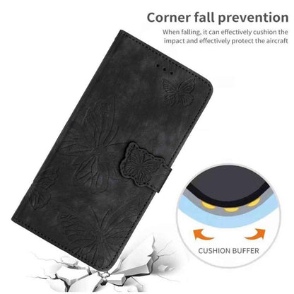 For iPhone Air Skin-feel Embossed Butterfly Leather Phone Case(Black) - iPhone Air Cases by buy2fix | Online Shopping UK | buy2fix