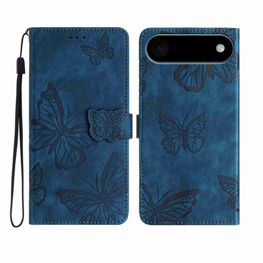 For iPhone Air Skin-feel Embossed Butterfly Leather Phone Case(Blue) - iPhone Air Cases by buy2fix | Online Shopping UK | buy2fix