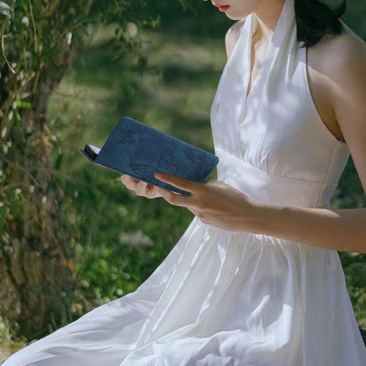 For iPhone Air Skin-feel Embossed Butterfly Leather Phone Case(Blue) - iPhone Air Cases by buy2fix | Online Shopping UK | buy2fix