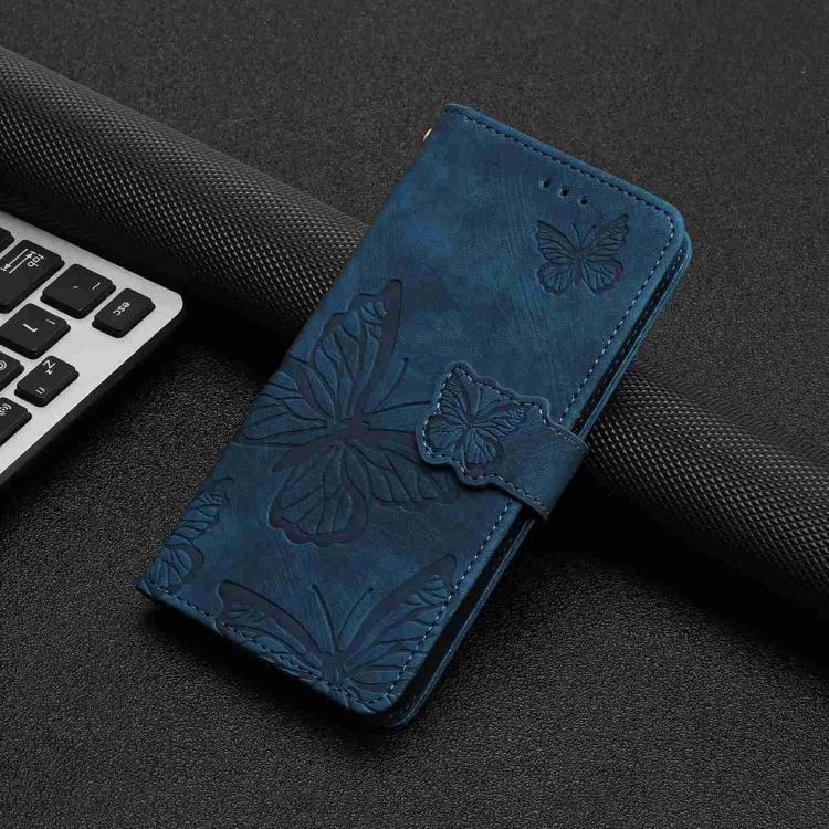 For iPhone Air Skin-feel Embossed Butterfly Leather Phone Case(Blue) - iPhone Air Cases by buy2fix | Online Shopping UK | buy2fix