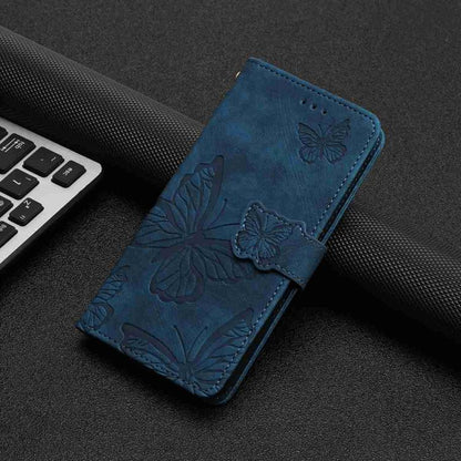 For iPhone Air Skin-feel Embossed Butterfly Leather Phone Case(Blue) - iPhone Air Cases by buy2fix | Online Shopping UK | buy2fix