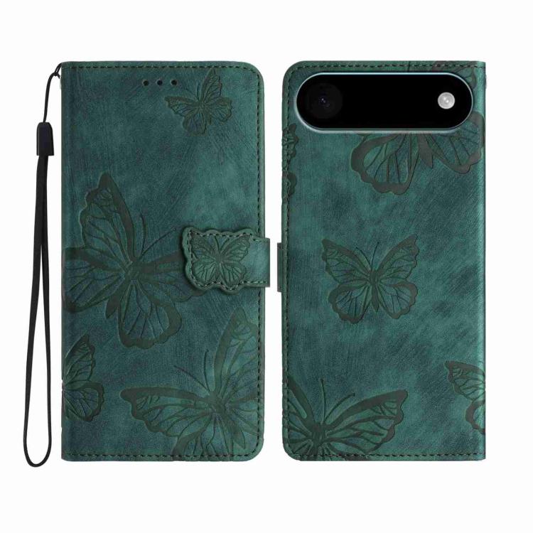 For iPhone Air Skin-feel Embossed Butterfly Leather Phone Case(Green) - iPhone Air Cases by buy2fix | Online Shopping UK | buy2fix