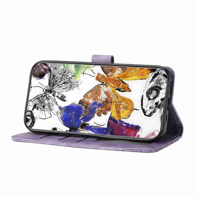 For iPhone Air Skin-feel Embossed Butterfly Leather Phone Case(Purple) - iPhone Air Cases by buy2fix | Online Shopping UK | buy2fix