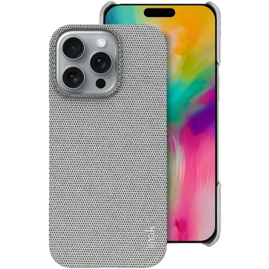 For iPhone 16 Pro Max imak Ruiyi Series Cloth Texture PU + PC Phone Case(Light Grey) by imak