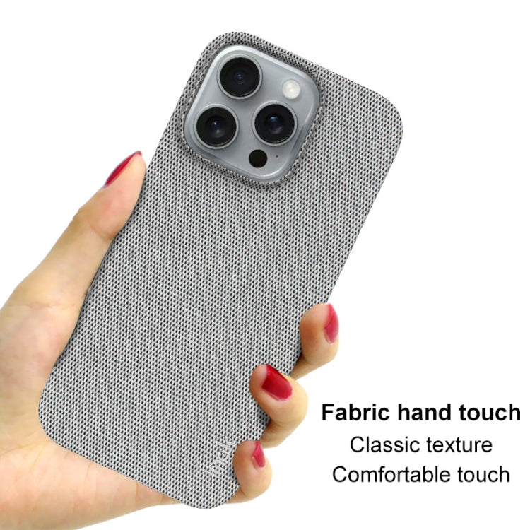 For iPhone 16 Pro Max imak Ruiyi Series Cloth Texture PU + PC Phone Case(Light Grey) by imak
