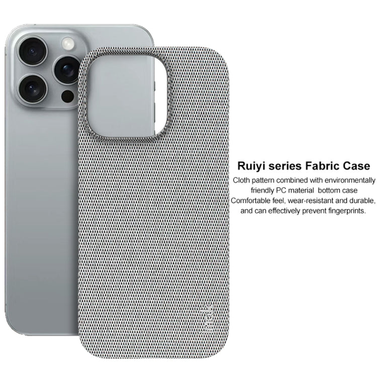 For iPhone 16 Pro Max imak Ruiyi Series Cloth Texture PU + PC Phone Case(Light Grey) by imak
