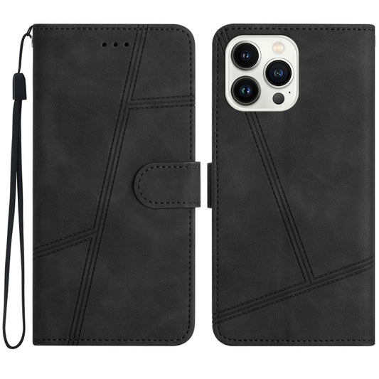 For iPhone 16 Pro Max Skin-feel Stitching Leather Phone Case(Black) by buy2fix