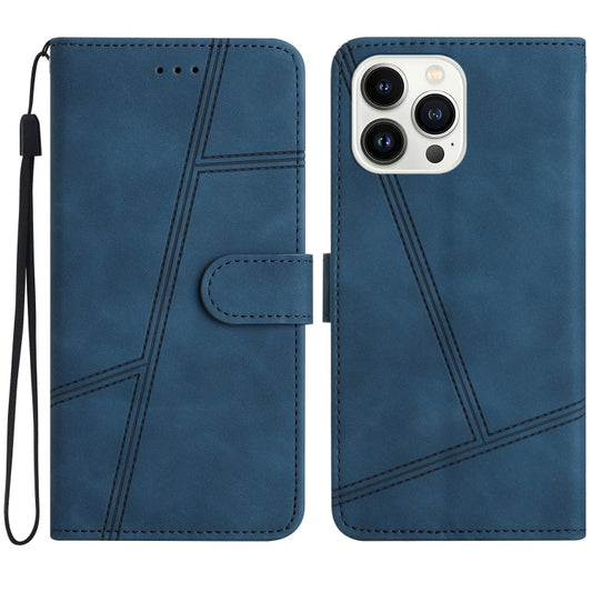 For iPhone 16 Pro Max Skin-feel Stitching Leather Phone Case(Blue) by buy2fix