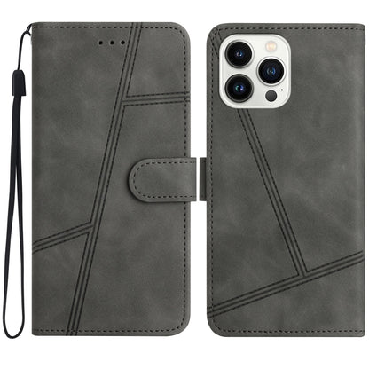 For iPhone 16 Pro Max Skin-feel Stitching Leather Phone Case(Grey) by buy2fix