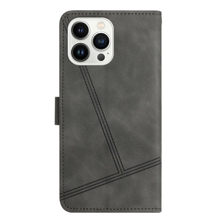 For iPhone 16 Pro Max Skin-feel Stitching Leather Phone Case(Grey) by buy2fix