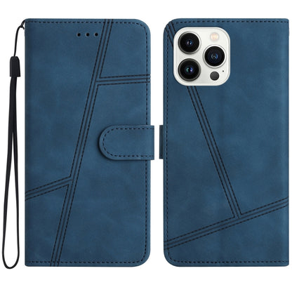For iPhone 16 Pro Skin-feel Stitching Leather Phone Case(Blue) by buy2fix
