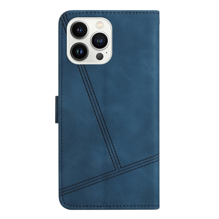 For iPhone 16 Pro Skin-feel Stitching Leather Phone Case(Blue) by buy2fix
