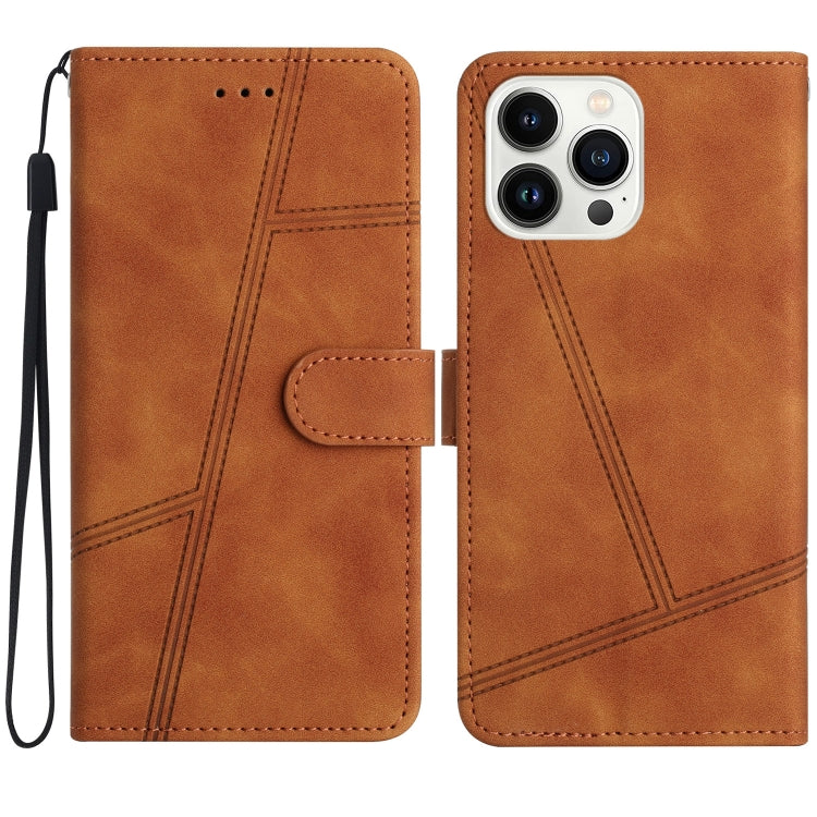 For iPhone 16 Pro Skin-feel Stitching Leather Phone Case(Brown) by buy2fix