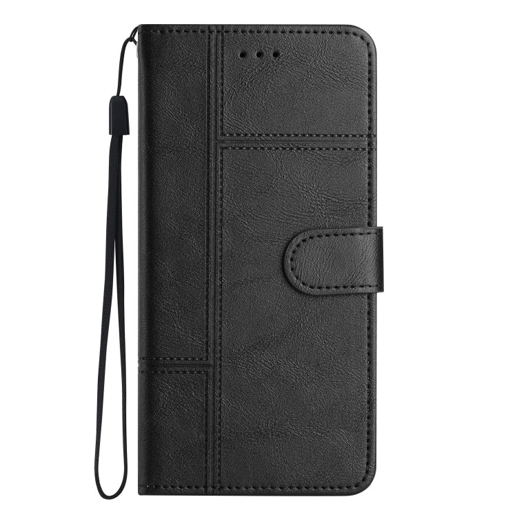 For iPhone 16 Pro Max Cowhide Texture Stitching Leather Phone Case(Black) by buy2fix
