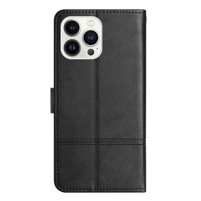 For iPhone 16 Pro Max Cowhide Texture Stitching Leather Phone Case(Black) by buy2fix
