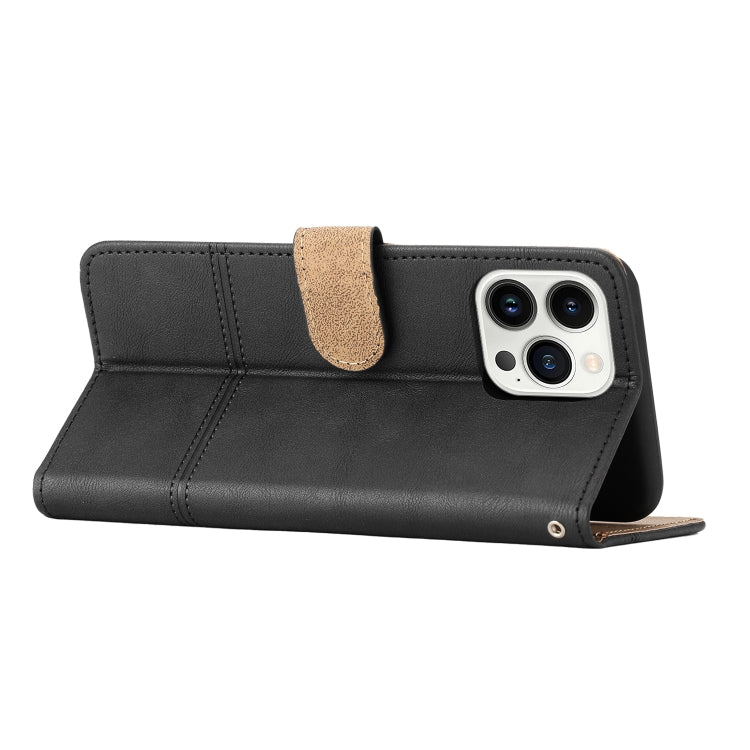 For iPhone 16 Pro Max Cowhide Texture Stitching Leather Phone Case(Black) by buy2fix