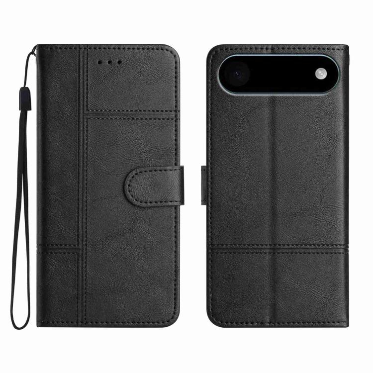 For iPhone Air Cowhide Texture Stitching Leather Phone Case(Black) - iPhone Air Cases by buy2fix | Online Shopping UK | buy2fix